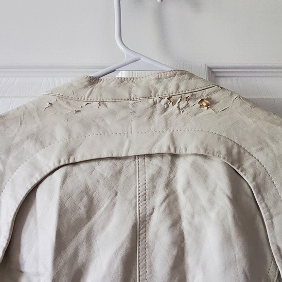 Cream Faux-Leather Jacket - Picture 3 of 4